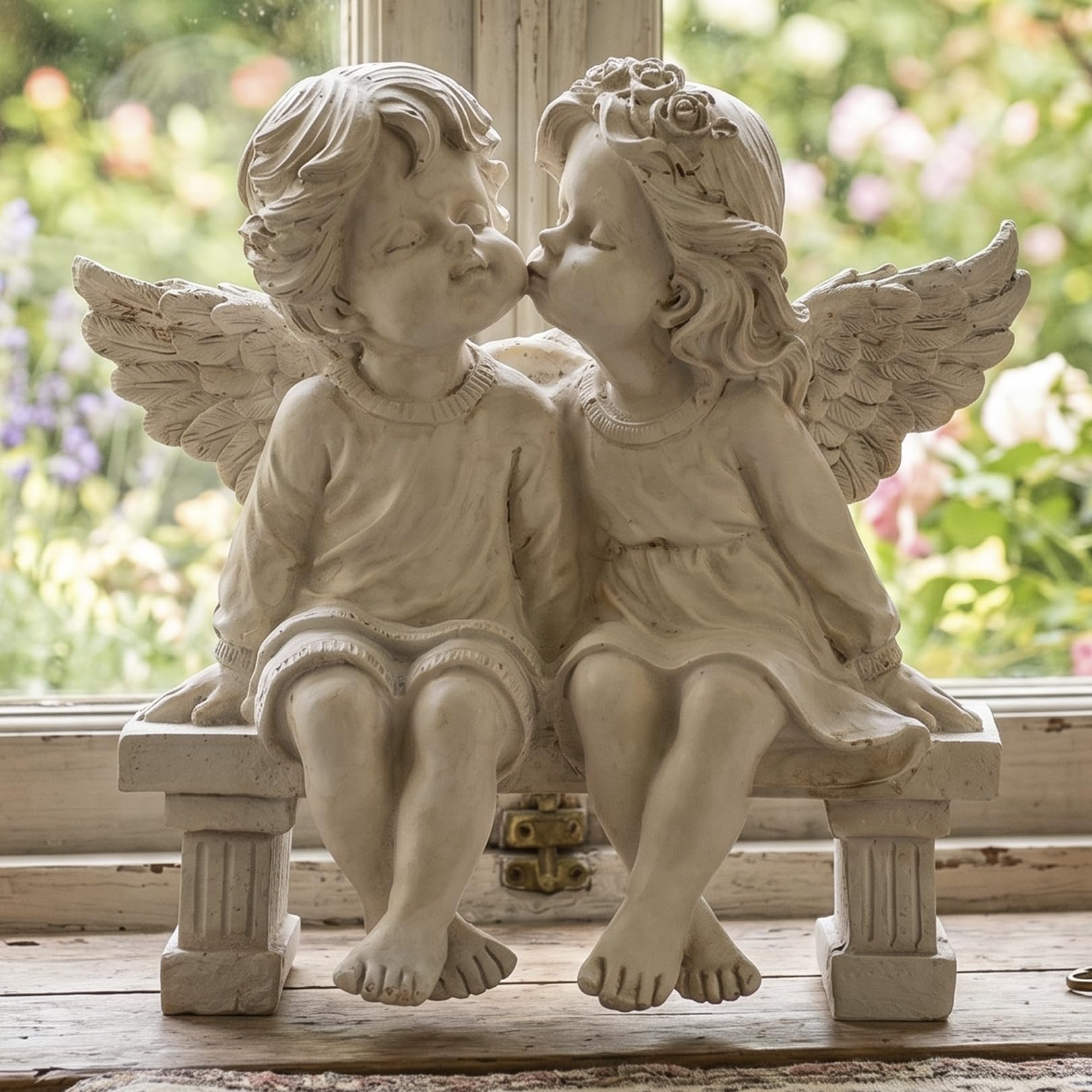 Amazon.com : Elenon Kissing Angel Statue, Memorial Sympathy Gift